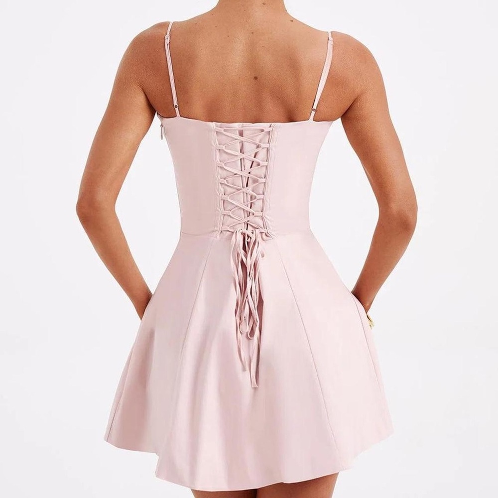 Chic Blush Spaghetti Strap Mini Dress - Picture 2 of 3
